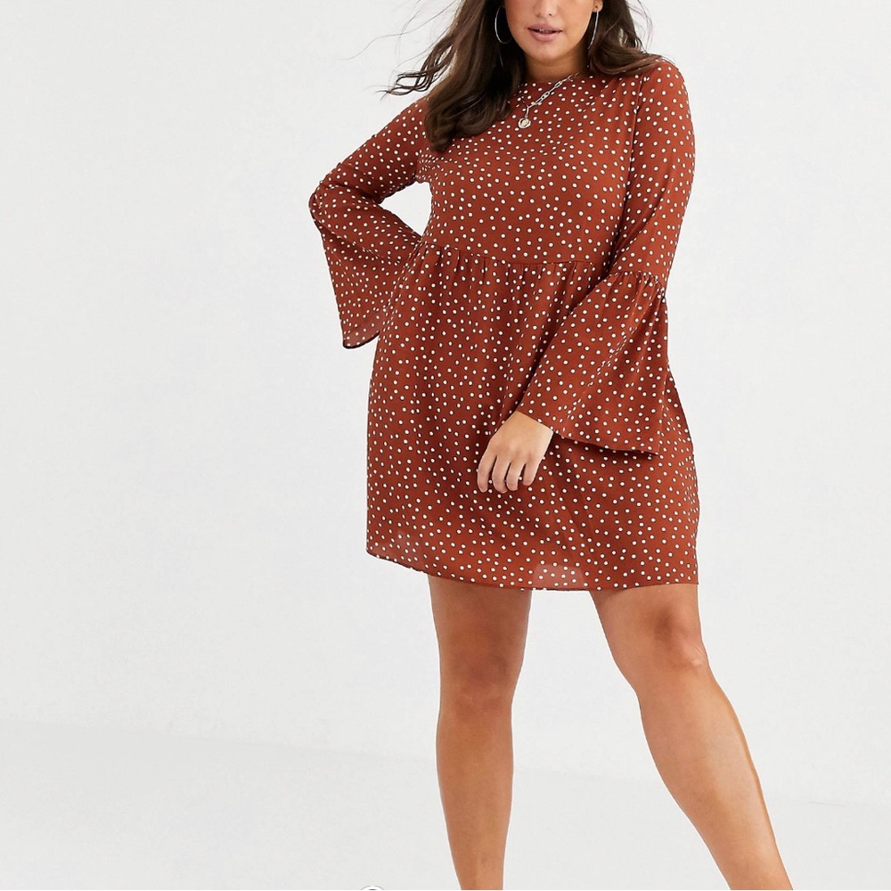 ASOS DESIGN Curve: Flared Sleeve Smock Mini Dress